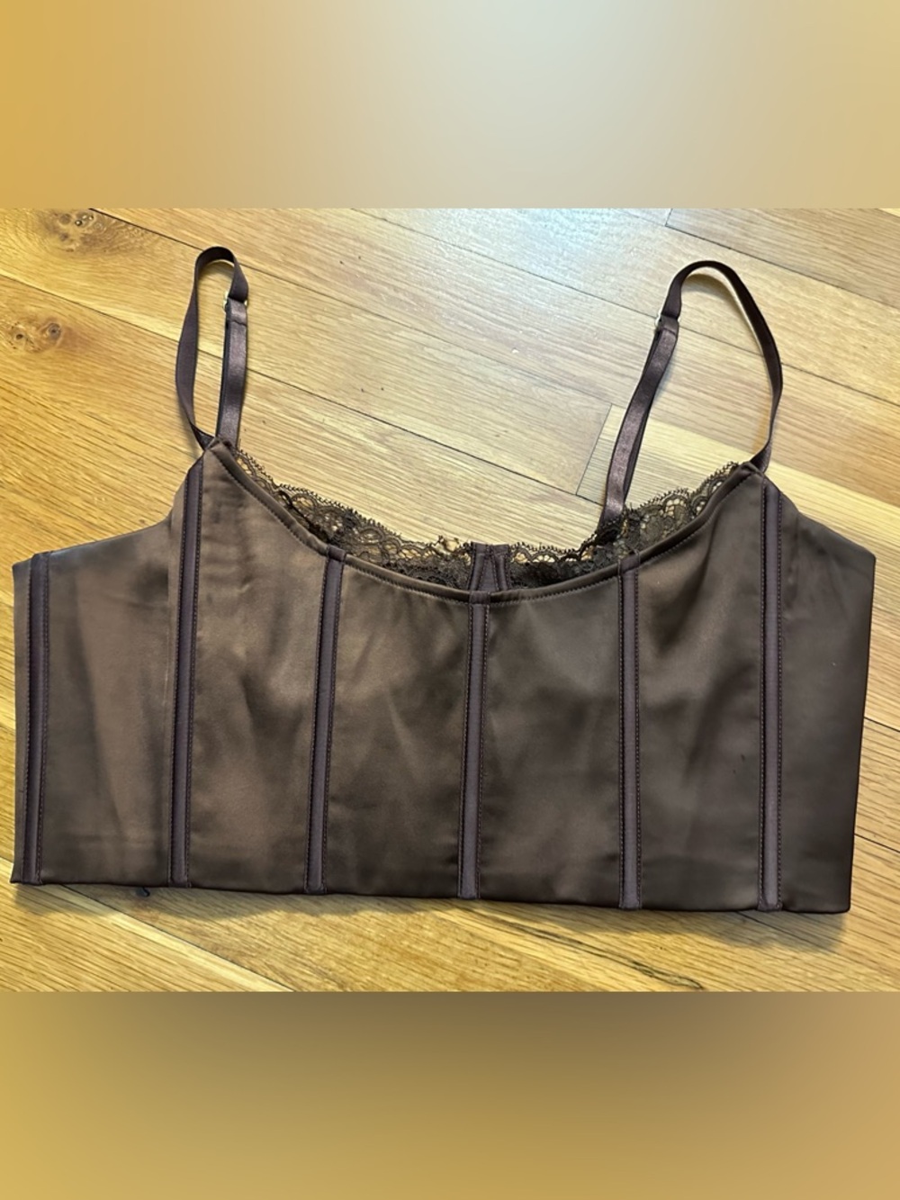 MESHKI‎ Brown Lace-Trim Longline Camisole